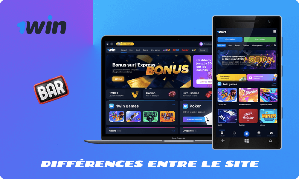 Différences entre le site et One Win App