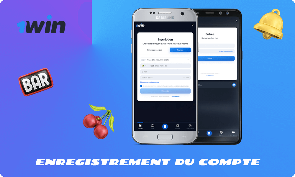 Enregistrement du compte via l'application