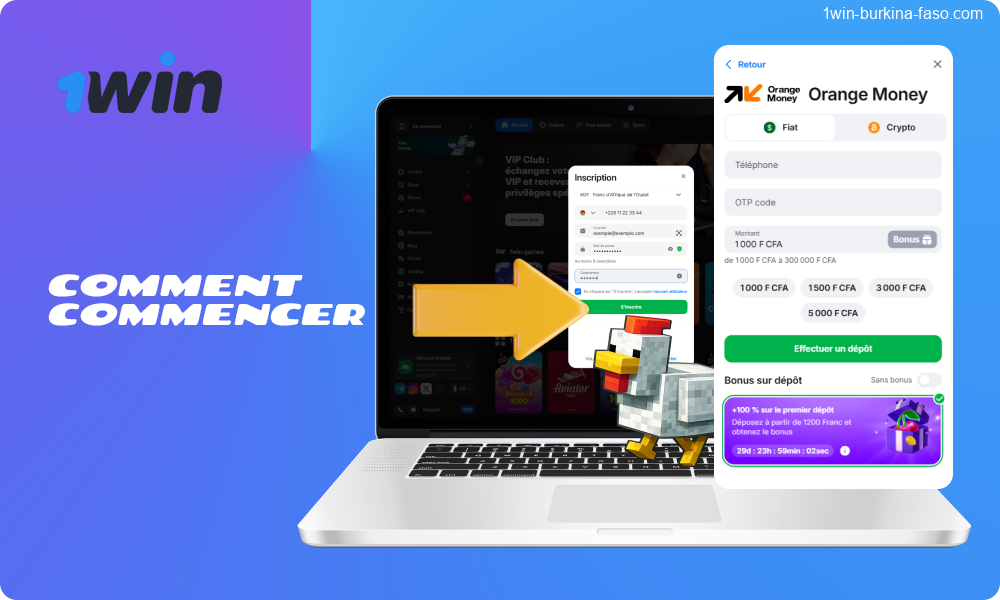Instructions étape par étape pour jouer à la machine à sous 1win Mine en ligne au Burkina Faso